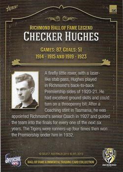 2013 Richmond Hall of Fame and Immortal Trading Card Collection #22 Checker Hughes Back